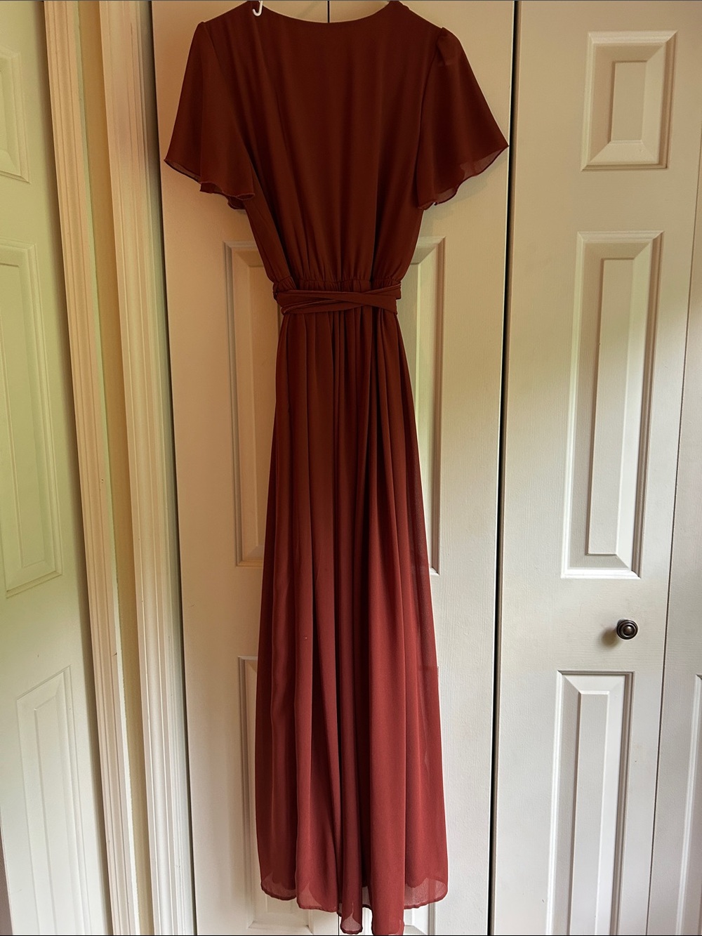 Baltic Born Burnt Orange Faux Wrap Maxi Dress with Tie Waist - Picture 2 of 5